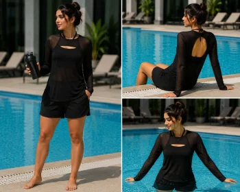 طقم رياضي كامل بلون أسود أنيق.